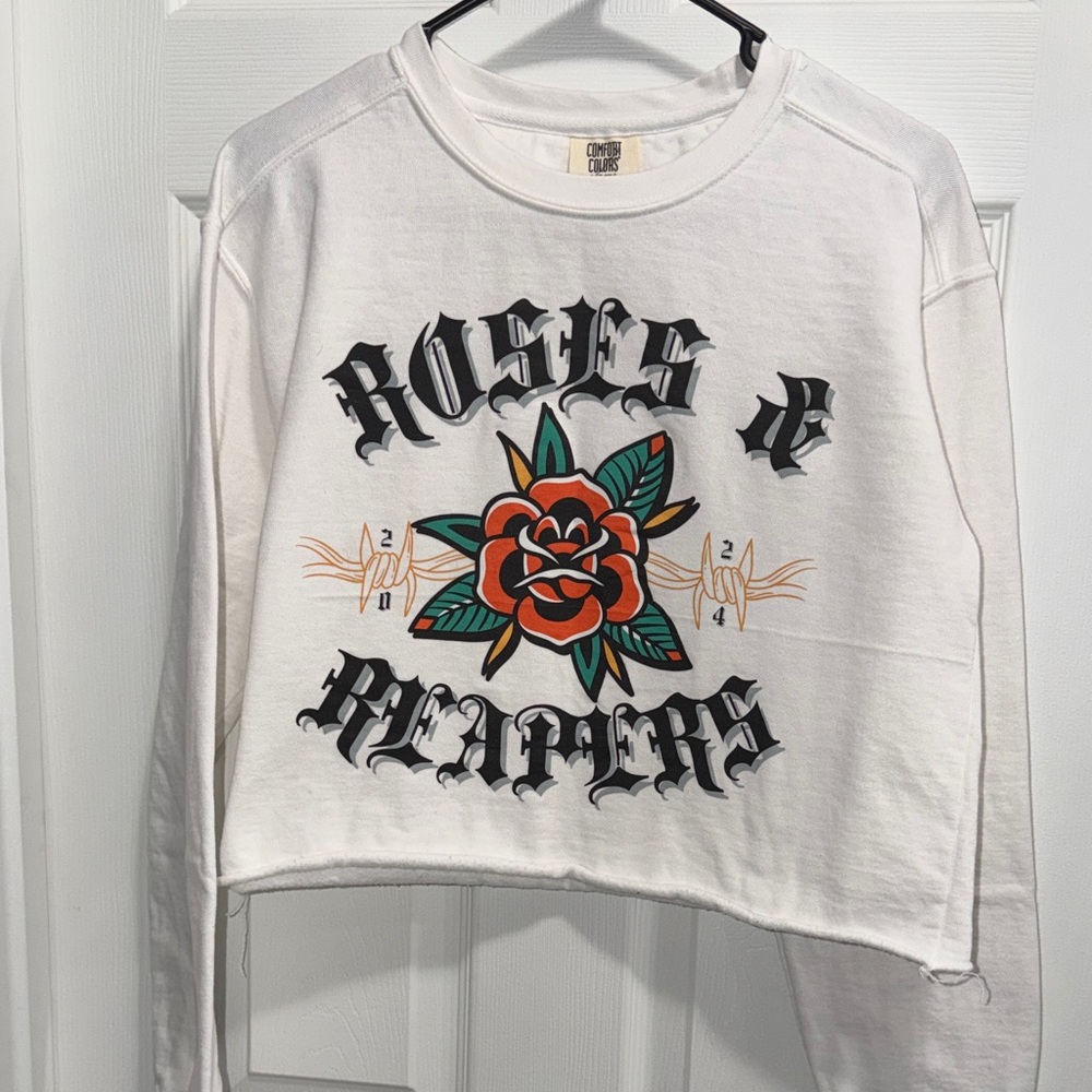Comfort Colors White Roses & Reapers Sweatshirt
